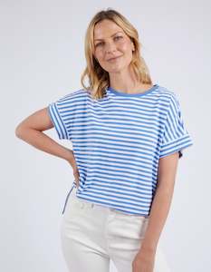 Elm Yara Stripe S/S Tee - Cerulean Blue & Whtie Stripe