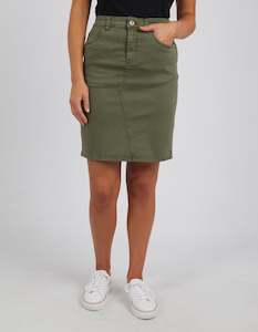 Elm Belle Denim Skirt - Washed Khaki