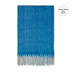 Linens & More Bliss Mohair Wool Blend Throw - Sapphire