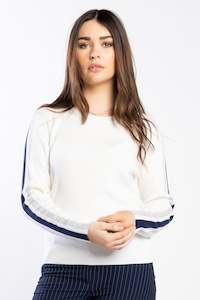 Drama The Label: Drama the Label Racer Sweater - Pearl/Ink/Silver