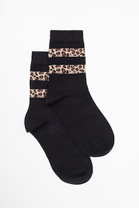 Antler socks - Black Leopard Stripe