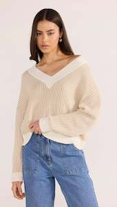 Minkpink: Mink Pink Megan V neck Sweater - Beige