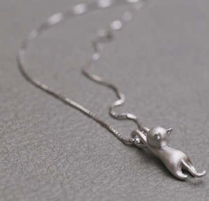 Freshx: Fresh Accessories - Hanging Cat Sterling Silver Necklace