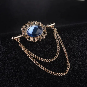Fresh Accessories - Madonna Brooch Oval Chains Blue