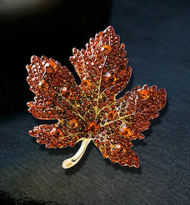 Brooch: Fresh Accessories - Brooch Red/Orange Leaf