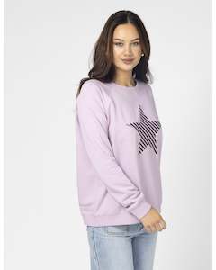 Stella & Gemma Classic Sweater Striped Star - Lilac