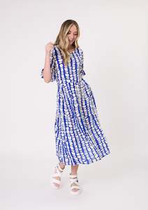 Lemon Tree Madonna Dress Cobalt Print
