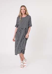 Lemon Tree Madonna Dress Black White Stripe