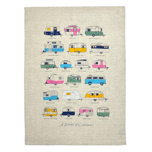 Gifts For Him: Van Go Tea Towel a world of caravans