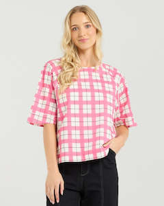 Et Alia: Et Alia Mila Top - Pink Gridlock