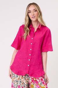 Lemon Tree Camilla Linen Top Fuchsia