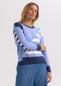 Zaket Plover: Z & P Hand Work Intarsia Jumper - Blueberry