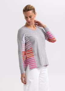 Zaket Plover: Z & P Side Stripe Jumper - Lt Marl