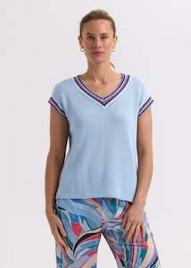 Z & P Stripe Trim Top - Powder