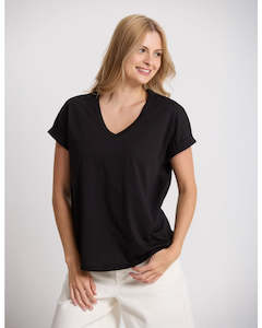 Stella Tees S S Tees: Stella + Gemma Soho Cuff V Tee - Black