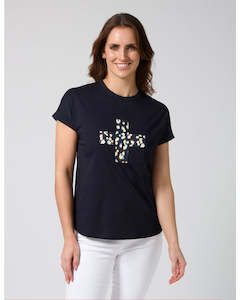 Stella + Gemma Soho Tee Leopard Cross - Deep Navy