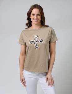 Stella + Gemma Ace Tee Leopard Cross - Sage (Putty)
