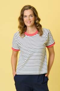 Charlie Jane St Arnaud Tee - White/Navy Stripe