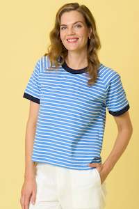 Charlie Jane: Charlie Jane St Arnaud Tee - Bluebelle & White Stripe