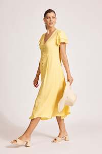 Ed Ive: Eb & Ive Parisio Button Midi Dress - Citrine
