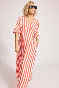 Eb & Ive Treville Stripe Maxi Dress - Coral