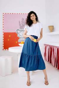 Eb & Ive Melenia Denim Skirt - Indigo