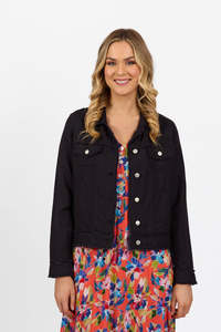 Vassalli Jacket with Frill Hem - Navy