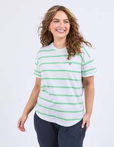 Elm Halli Tee - Stripe - White And Spring Green Stripe