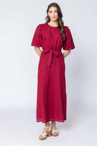 Leila Luca: Leila + Luca Sparkling Dress - Merlot Linen