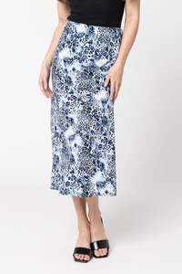 Leila + Luca Milan Bias Skirt - Water Leopard