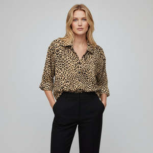 Carbon The Label Kenzie 3/4 Shirt - Leopard Print