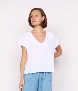 Carbon The Label Koa Cotton 3/4 Sleeve Top - White