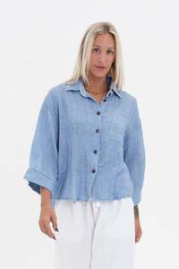 Carbon The Label: Carbon The Label Thea Cotton Shirt - Denim Blue