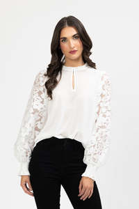 99 Rack: Seeking Lola Movement Blouse - White  Contrast Burnout