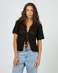 Silent Theory Nina Crochet Top - Black