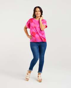 Clearance Clothing: Zafina Olivia Top - Fuchsia Burst