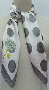 Frontier Neck Scarf - Grey Spots yellow flower