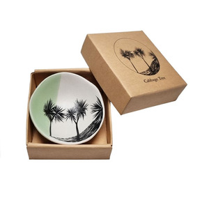Live Wires Jo Luping Design  -Cabbage Tree Dipped Green With Black 7cm Porcelain Bowl
