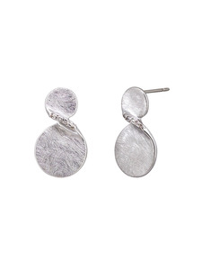 Jewellery: TT - Silver Twisted Double Dot Earrings
