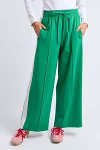 Elm Carmen Wide Leg Pant - Pine Green/White Stripe