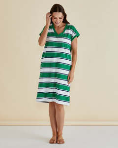 Betty Basics Sale: Betty Basics Zena T-Shirt Dress - Navy/Green Stripe