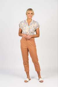 Vassalli 7/8 Length Skinny Leg Elastic Waist Pant - Spice