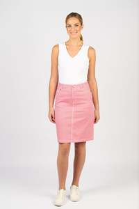 Vassalli Printed Lightweight Skirt with Centre Back Vent - Red Gingham