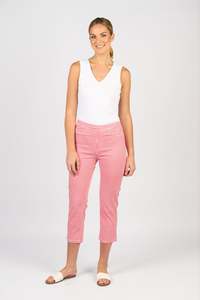 Vassalli Printed Slim Leg 7/8 Length Lightweight Pull On - Red Gingham