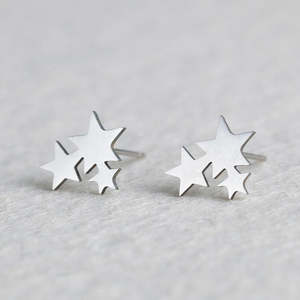 Fresh Accessories Stud Earrings Stainless Steel Silver Star Cluster