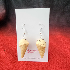 Jewellery: JU Ice Cream Cone Earrings - Chocolate Chip