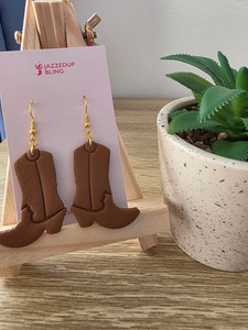 JU Cowboy Boots Earrings - Caramel