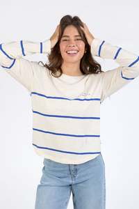 30 Rack: Elm Crosby Ls Tee - Blue & White Stripe