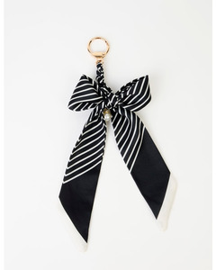 Stella + Gemma Keychain Bow Black & White Stripe