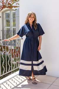 Elm Scarlet Midi Dress - Navy Stripe